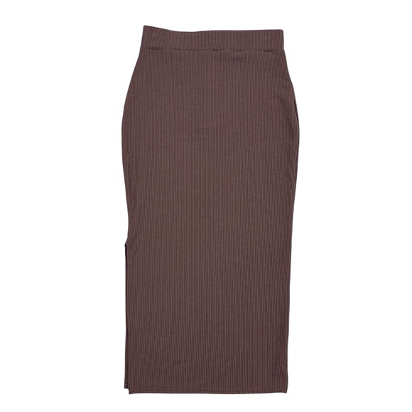 Nasty Gal Women’s Brown Ribbed Side Split Midi Skirt - Picture 6 of 12
